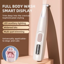 DYINHODI Dog Paw Trimmer, 35 dB Low Noise, 18 mm Widen Blade, LED Display, Rechargeable, Waterproof, Clipper for Dogs and Cats