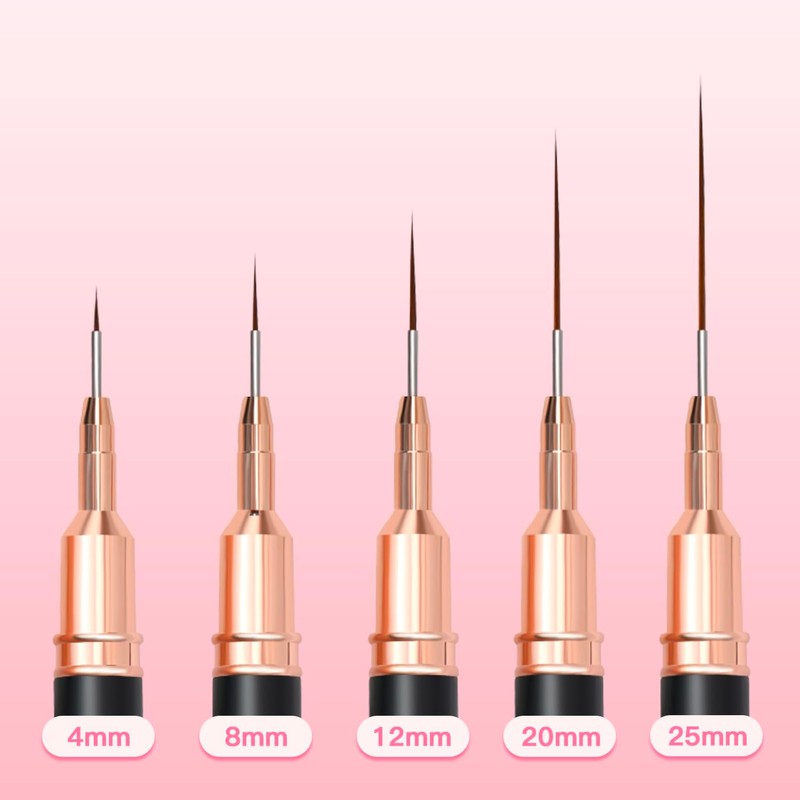Komall Metallic Nail Art Brushes, 5Pcs Liner Brush Set, UV