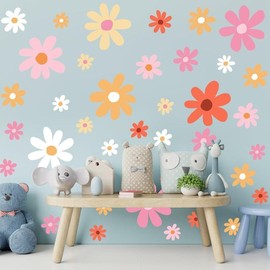 12 Sheets Lovely Daisy Wall Decals Flower Wall Stickers Large Daisy Wall Stickers Daisy Decals for Wall Peel and Stick for Nursery Kids Girls Bedroom Living Room Wall Decor (Fresh Style)