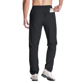 MAGNIVIT Athletic Pants for Men with Pockets Lightweight Quick Dry Workout Sweatpants Elastic Waist Stretch Sport Pants Black 32