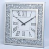 Silver Mirror Clock Crystal Sparkle Twinkle Bling Crush Diamond Mirrored