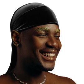 DuragPro 1 Pack Velvet Durag for Men - Enhanced Colorfastness, Durability, and Compression (Black)