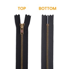 2pcs Black Metal Zipper for Jeans 3 inch - 5# Antique Brass Non Separating Zipper - Metal Zipper Y-Teeth Heavy Duty Replacement Upholstery Clothing-3" Close End Zippers for Sewing Bags