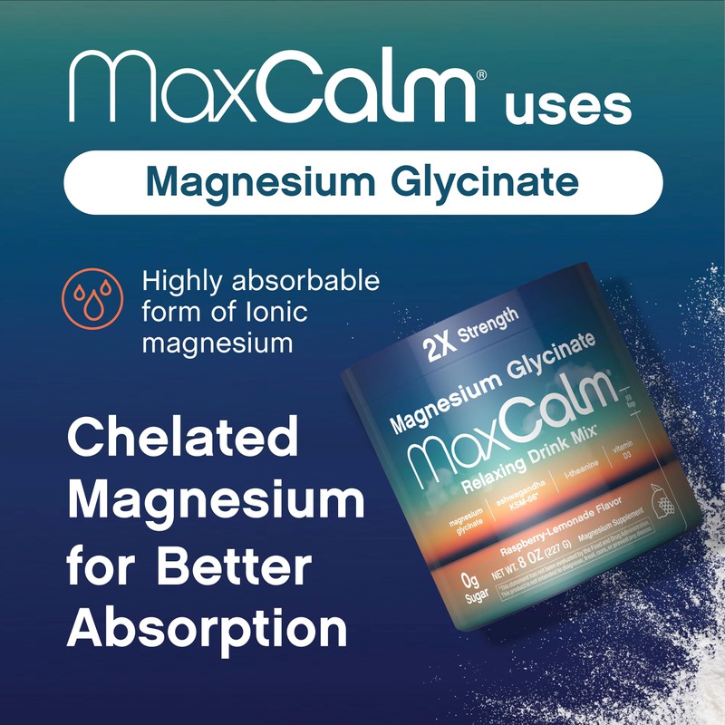 Max Calm Relaxing Drink Mix | Raspberry-Lemonade Flavor | Magnesium