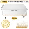 Pack of 10 Disposable Tablecloths, White with Gold Polka Dots,