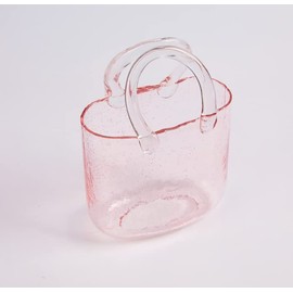 DCQRY Purse Vase for Flowers, Glass Bag Vase Handmade Flower Vase with Bubble Fish Bowl Vase Handbag Shape Flower Vase for Wedding Home Living Room Table Floral Arrangement