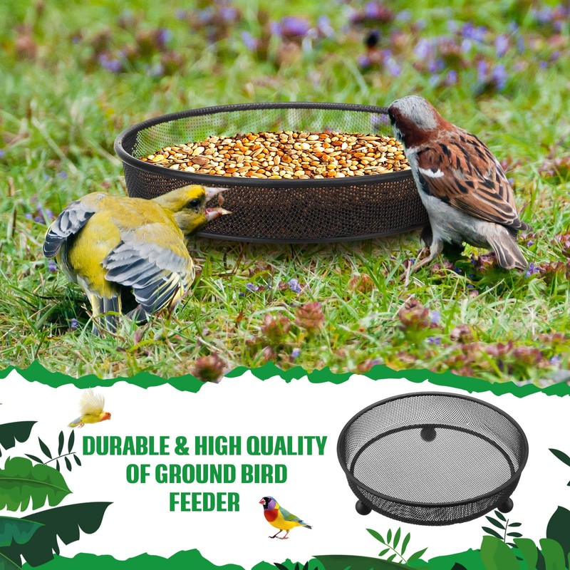 Nuogo 4 Pcs Ground Bird Feeder Tray 7 Inches Platform