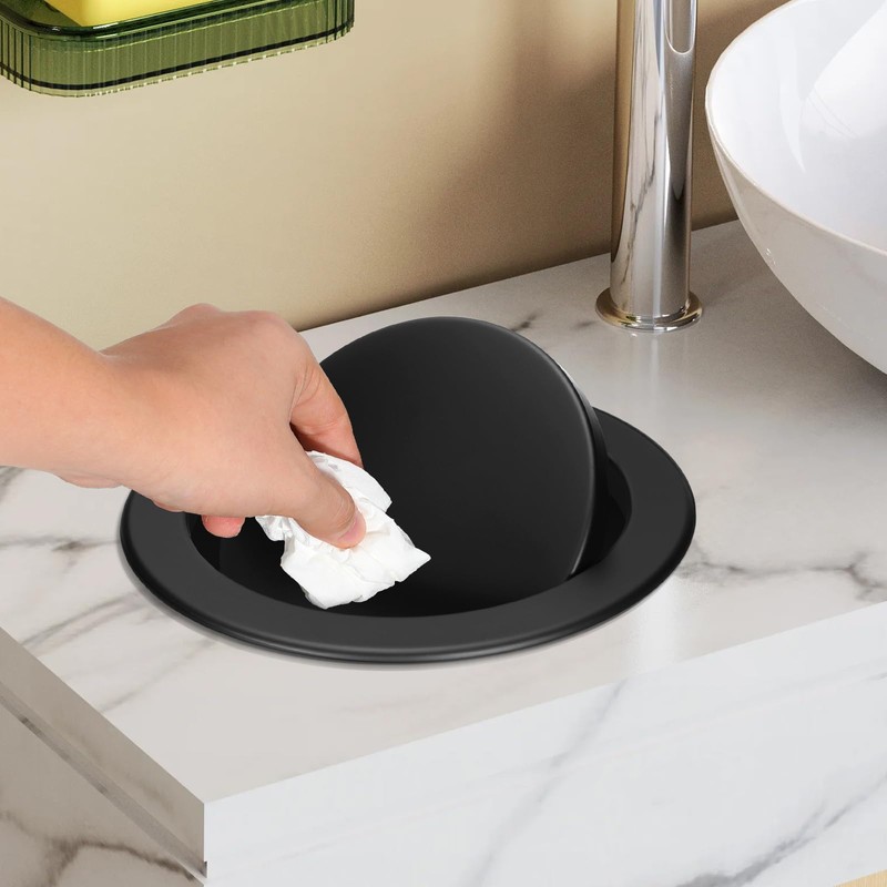 STOBAZA Drop in Trash Chute Round Stainless Steel Countertop Waste