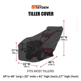 STAYDEN Gas Rototiller Cover Waterproof Rear Tine Tiller Cover All Seams Taped with Elastic Cord