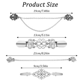 DOPENSPI Pack of 4 Cardigan Clips, 4 Styles Vintage Pullover Clips, Scarf Clip Collar, Metal Clip, Dresses, Cinch Clip for Sweaters, Dresses, Shirts, Cardigans, Scarves