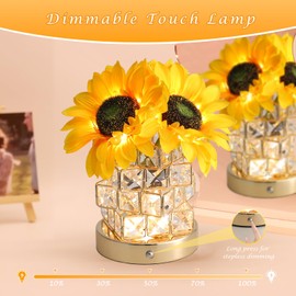 JHXLAMP Sunflower Flower Lamp, Birthday Gifts for Women, Gifts for Mum, 3 Colours, Infinitely Dimmable Small Lamp, for Living Room, Bedroom, Dining Room, Home Decor