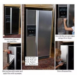 EZ FAUX DECOR Stainless Steel Refrigerator Door Panel Wrap Cover Sheet Vinyl Wrap Decal 3'x6'