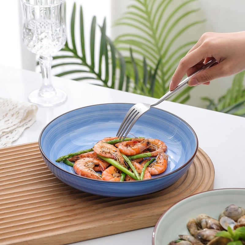 Selamica Ceramic Pasta Bowls Set 34 OZ, Large Salad Bowl