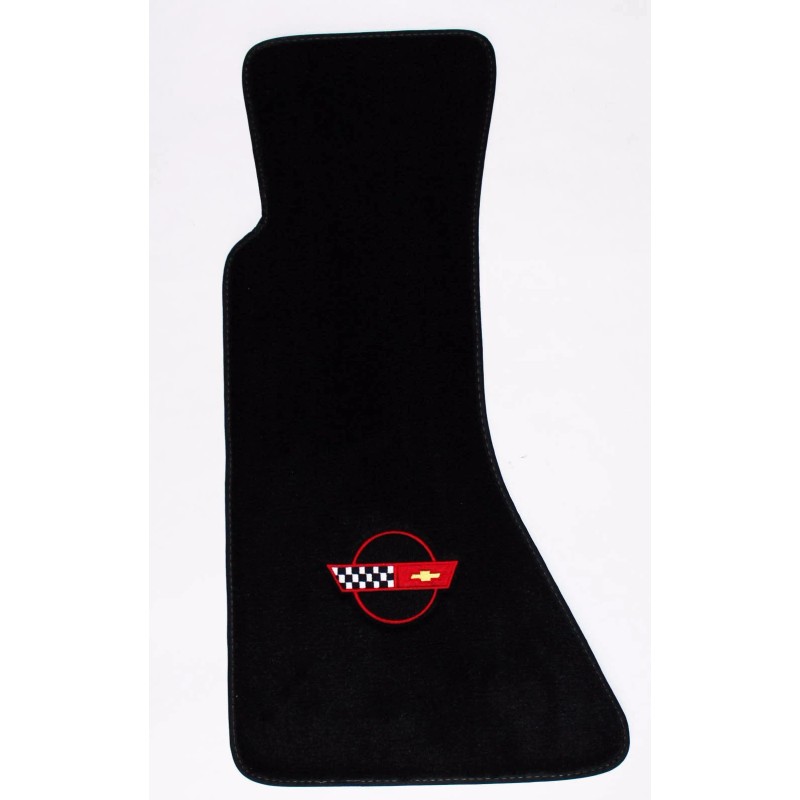 AFM NEW! FLOOR MATS 1984-1996 Corvette With Embroidered Circle Red