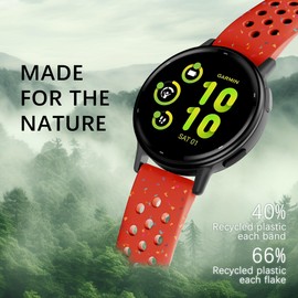 Laband 20mm Colorful Sport Silicone Watch Band Compatible With Garmin Vivoactive 6/Vivoactive 5/3/Forerunner 570 42mm/165/55/245/645/Venu Sq 2/Venu, Recycled Plastic Soft Strap Replacement for Women