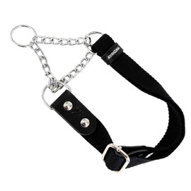 Dog Martingale Choke Collar with Chain and Leather, Antipull. M. Black & Black