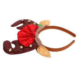 TOVINANNA Christmas Reindeer Antlers Headband with Bells Sequin Elk Hair Band for Women and Boys and Girls Festive Party Accessory for Holiday Celebrations and Costume Events
