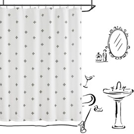 jinchan Grey and White Shower Curtain Cross Pattern Geometric Cute Shower Curtain Positive Inspirational Modern Fabric Shower Curtains for Bathroom Hotel Waterproof Hooks Included 70x72 inches