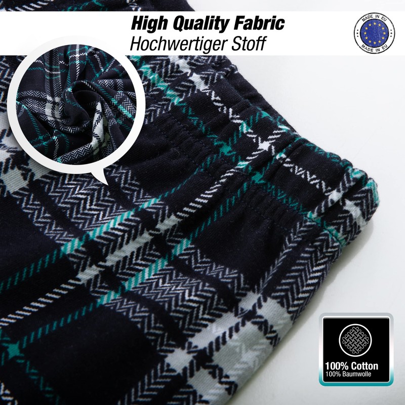 LOREZA ® Boys' Pyjamas Long Sleeve 100% Cotton Interlock Checked