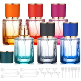 Teenyyou 6 Pcs 30 ml Vintage Refillable Perfume Bottle Travel Glass Empty Perfume Spray Bottles Fine Mist Atomizer Sprayer for Cologne Men Women Portable Dispenser Fragrance Container Set