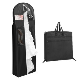 MEKOTRIN 72 INCH Wedding Dress Bag Carry On Garment Bag with Large Pockets PVC Transparent Window, Foldable Dress Carrier with Adjustable Handle