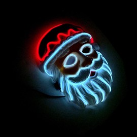 Uonlytech LED Santa Claus Masks Luminous Christmas Party Masks Glowing Decorative Old Man White Beard Red Cap Masks for Men Women Festival Party Costumes Cosplay