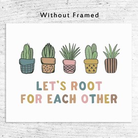Let's Root For Each Other, Kids Bedroom Wall Art Decor, Children's Inspiration Quote, Plant Decor, Playroom Decor, Be Kind, Child Art, Boho Classroom Decor, Unframed (8x10 inch)