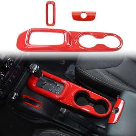 Voodonala for Jeep JK Center Console Armrest Cup Holder Gear Shift Trim for 2011-2018 Jeep Wrangler JK JKU Interior Accessories, ABS Red 3pcs
