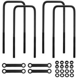 Racewill 12 inch Square Bend U-Bolt Kits, Heavy Duty Steel Square U-Bolts with 6 inch Tie Plates for Truck Chassis