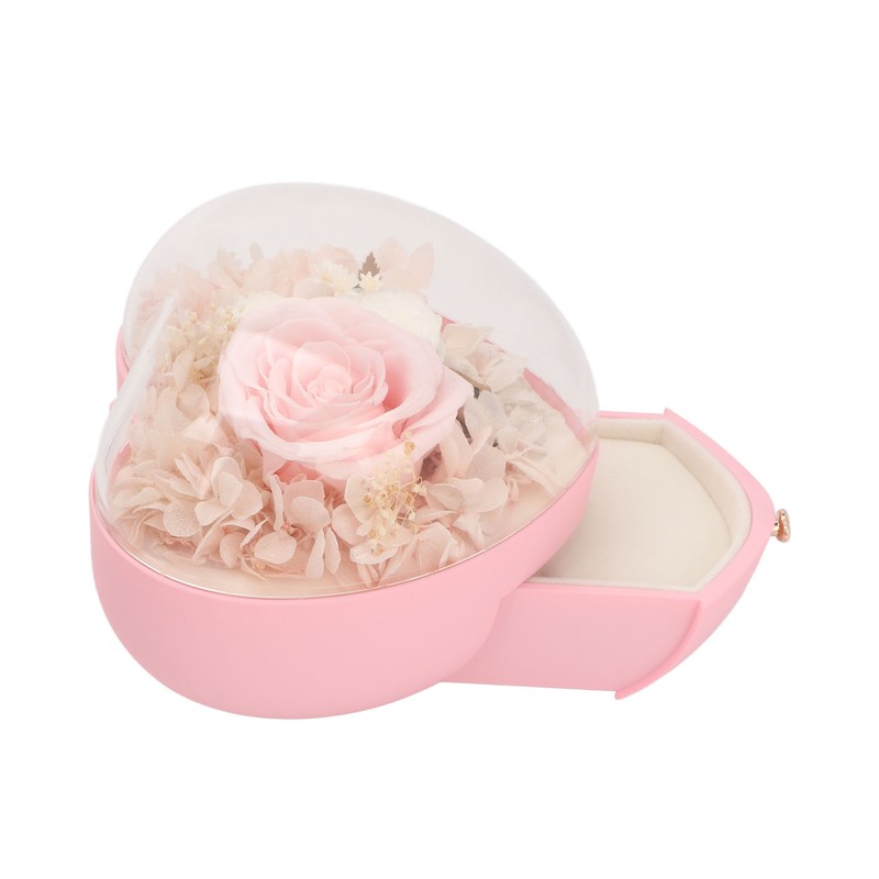 Heart Shaped Jewelry Box Wedding Preserved Flower Necklace Ring Storage