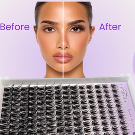 Charmily Lash Clusters Wispy Individual Eyelash Clusters 10-18mm C Curl 168 Pcs Natura Cluster Eyelash Extensions, DIY Lashes Clusters Soft Thin Band