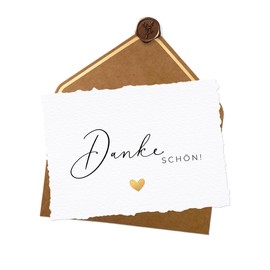 Joli Coon Thank You Card Hand Torn – Thank You Card – A6 with Natural Envelope and Wax Seal