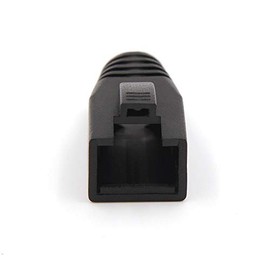 VCE Botas de alivio de tensión para cable Ethernet RJ45 Cat6A/Cat7, cubierta de conector de cable, tapa de enchufe de conector de plástico suave (Negro, paquete de 30)