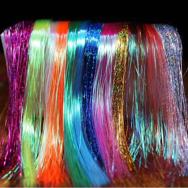 Fly Tying Materials 12 Colors Krystal Flash Holographic Ripple Flashabou Flies Fishing Lure Making Supplies (3-Holographic Flashabou Set C)