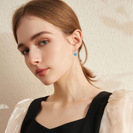 Turquoise Earrings 925 Sterling Silver Turquoise Earrings Heart Turquoise Drop Earrings Turquoise Gemstone Earring for Women and Girls, Heart Turquoise Earrings, Sterling Silver