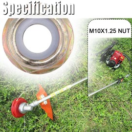 M10 x 1.25 Flange Nut Left Hand Thread Blade Screw Thread Trimmer Blade Nut Universal for String Trimmer Brush Cutter Replacement