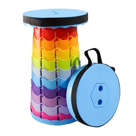 WedDecor Heavy Duty Portable Folding Plastic Stool, Lightweight Retractable Stool for Fishing, Hiking, and Camping, Adjustable Lightweight Folding Stool with Load Capacity 180 kg/ 397 lbs, Rainbow