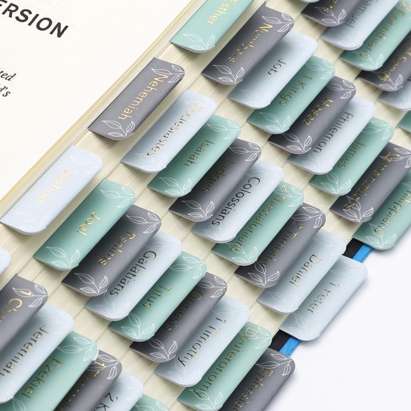 Mr. Pen- Bible Tabs, 75 Tabs, Forest Mist, Gold Foil