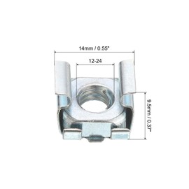 uxcell 12-24 Cage Nut, 25Pcs Snap-in Cage Nuts, Carbon Steel Zinc Plated Metric Nut for Server Rack Cabinet, Silver
