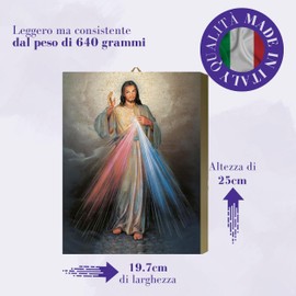 Fratelli Bonella Melamine Table in Gilded Oak with Representation of the Merciful Jesus, 19.7 x 25 cm, Made in Italy