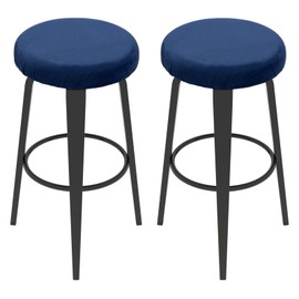 sourcing map 2 Pcs Velvet Bar Stool Covers, 10-14 Inch Round Bar Stool Cushions with Elastic Band Stretch Chair Seat Cover Washable Slipcovers for Round Stool Chair, Navy Blue