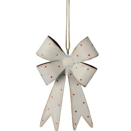 Metal Bow - Decorative Bow Large for Door Wreath - 25 cm - White Red - Wall Decoration - Weatherproof - Door Decoration Front Door - Christmas Decoration - Garden Decoration