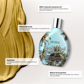 jeallis Double Dark Tanning Lotion Accelerator for Outdoor Sun Tan & Indoor Tanning Beds with Bronzer to Get Dark Fast Tan, Bronzing Tanning Lotion w/Tattoo Protecting Formula, DHA Free, 13.5oz