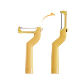 2-in-1 Potato Peeler,Adjustable Direction Peeler Fruit Peeler for Home Kitchen, Razor-Sharp Dual Stainless Steel Blades for Vegetable Peeler (Yellow)