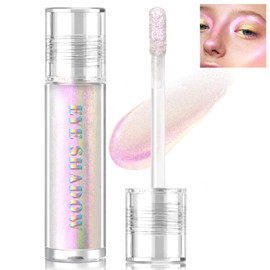 HOSAILY Liquid Glitter Eyeshadow, Shimmer Chameleon Holographic Metallic Multichrome Highlighter, Long Lasting Waterproof White Purple Eye look, Sparkling Quick Dry Face Eye pigmented Makeup 04