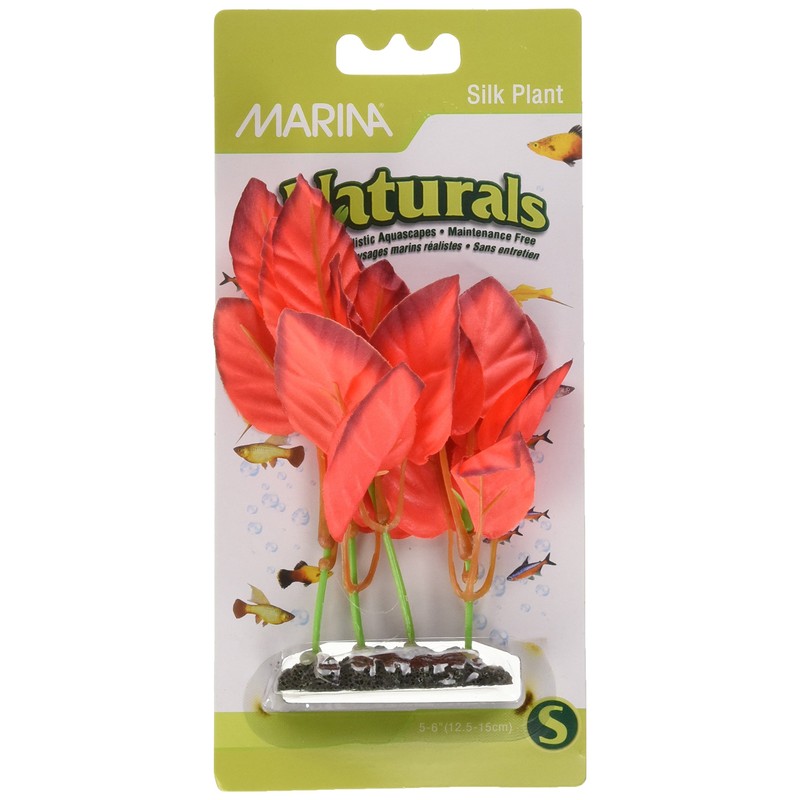 Marina Naturals, Red Foreground Silk Plant, Small Fish Tank Decoration,