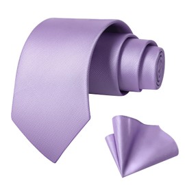 TASTION Men's Classic Soild Color 3.15"（8cm Necktie and Pocket Square Sets Wedding Business Tie & Gift Box, Lavender, One Size