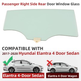 JMTAAT Rear Right Door Window Glass Compatible with 2017-2020 Hyundai Elantra 4 Door Sedan Light Green Tempered Glass Passenger Side