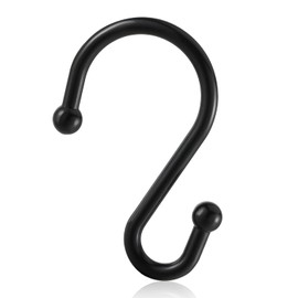 CHICTIE Shower Curtain Hooks Rings,Set of 12 Metal S Hooks,Black Decorative Shower Hangers,Premium Stainless Steel rustproof ​Hooks for Bathroom Curtains,Kitchen Utensils,Plants,etc