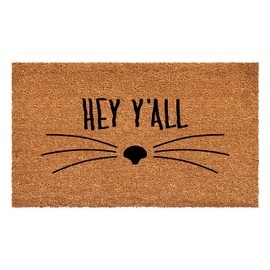 Calloway Mills Hey Yall Whiskers Doormat, (Tan/Black, 17" x 29" x 0.60")